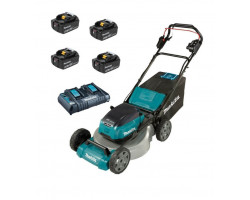 Cortadora de Pasto Inalámbrica 460 mm (18") + 4 Baterías 18V 5.0Ah + Cargador Rápido Doble Makita...